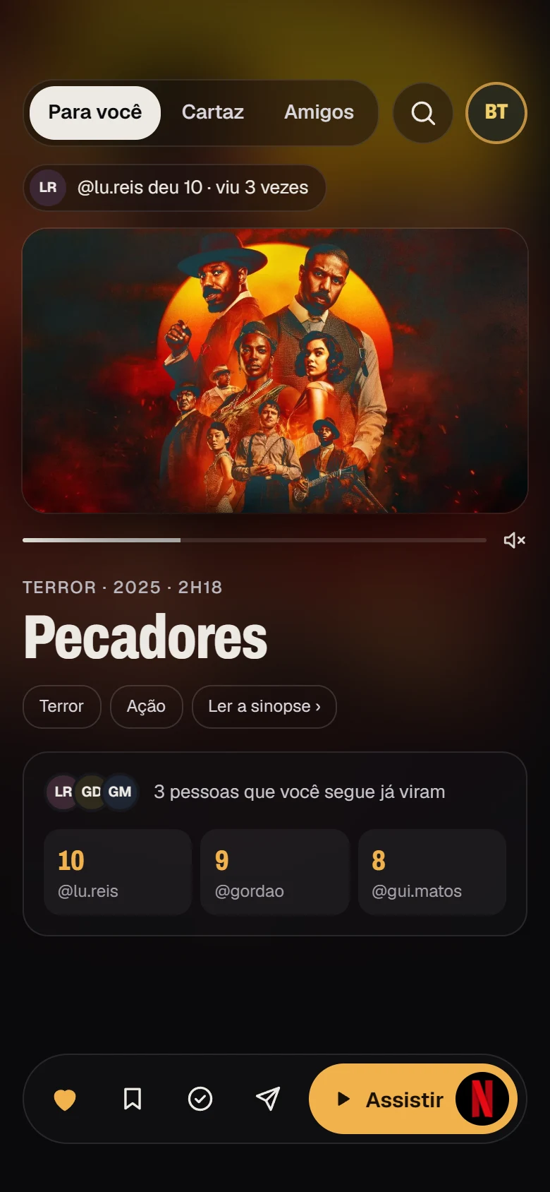 Feed do CineFeed com o trailer de Pecadores